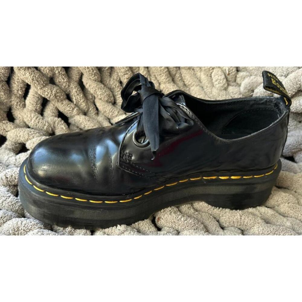 Dr Martens Holly Max Platform Sz 8 Black Leather Women Combat Shoes RARE PUNK - Picture 3 of 12
